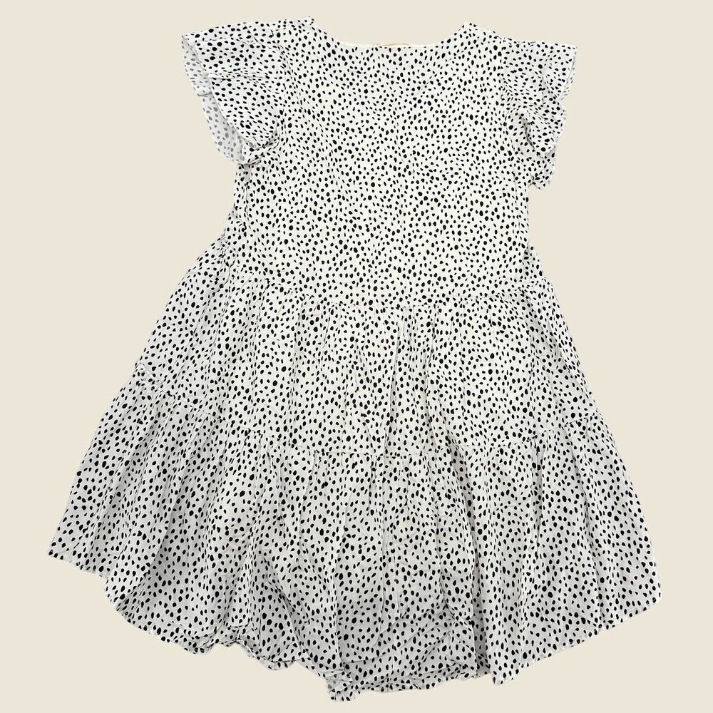 Altard State White Black Dalmatian Polka Dot Tiered Babydoll Dress XS D83029-01A